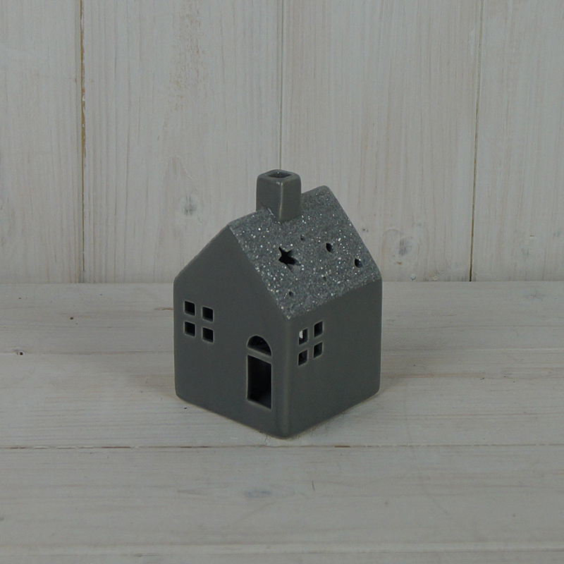 Small Ceramic light up grey house (9cm) detail page